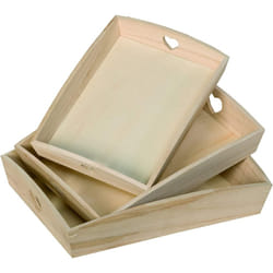 Artemio Set 3 Tray Wooden Heart Decoration, Beige, 35 x 27 cm