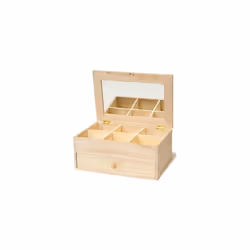 Artemio 6-Case Wooden Jewel Box with Mirror and Drawer, Beige