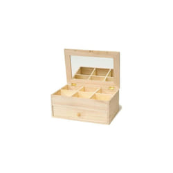 Artemio 6-Case Wooden Jewel Box with Mirror and Drawer, Beige