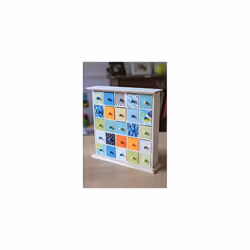 Wooden Chest with 25 Drawers, Beige, Wood, 32,5 x 32,5 x 8 cm