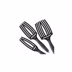 Olivia Garden Fingerbrushâ¢ Combo 100% Boar & Ionic Nylon Paddle Hair Brush Small - Scalp Shape, Massage, Comfortable, Anti-Static & Vented Hairbrush
