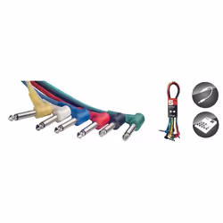 Stagg SPC060L E 60cm Mono Angled Patch Cable - Multicolour (Pack of 6)