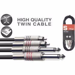 Stagg Stc Dual Mono Jack to Phono Cable (3m/10ft, Black) - Stc3pcm