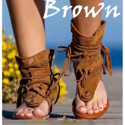 New Women&apos;s Fashion Bohemian Sandals Flat Sandals Tassels Casual Summer Shoes Plus Size(35-43) - yellow, 39