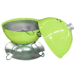 Green Portable & Freestanding Enamelled Steel BBQ Grill, 29cm x 43cm