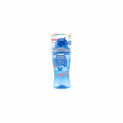 NÃ»by Flip-It Straw Cup for Children, Drinking Bottle with Straw for Toddlers, BPA-Free, Blue, 360 ml, 12+ Months