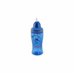 NÃ»by Flip-It Straw Cup for Children, Drinking Bottle with Straw for Toddlers, BPA-Free, Blue, 360 ml, 12+ Months