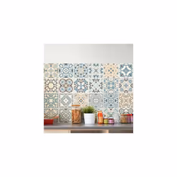 Pack of 24 Tile Stickers| Self-adhesive decorative wall decal cement tile - Mosaic tile wall decal bathroom and kitchen | Cem ...