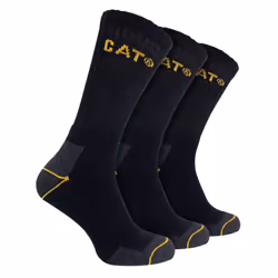 CAT - Mens 3 Pack Real Work Cotton Socks - 11-14 UK, Black