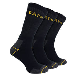 CAT - Mens 3 Pack Real Work Cotton Socks - 3-5 UK, Black