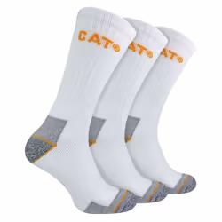 CAT - Mens 3 Pack Real Work Cotton Socks - 6-11 UK, White