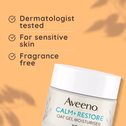 Aveeno Face Calm+Restore Oat Gel Moisturiser (1x 50ml), Face Moisturiser to Instantly Soothe and Replenish the Skin's M