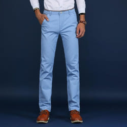 Men's Trousers Casual Business Uniforms Fashion Straight Pants - sky blue, 31