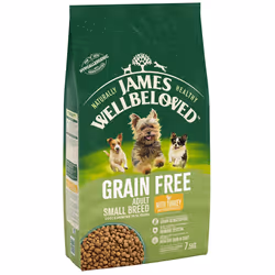 7.5kg James Wellbeloved Grain Free Small Breed Adult Dry Dog Food Turkey & Veg