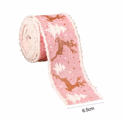 1 Roll Christmas Themed Grosgrain Ribbons DIY Flax Gift Bouquet Wrapping Ribbon Party Decor - Red