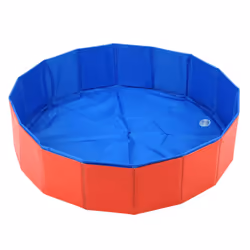 Dog Puppy Cat Foldable Water Play Bathing Wash Tub Non-slip Pet Swimming Pool - Red, 80*20cm