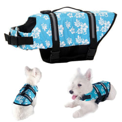Summer Pet Dog Life Jacket Swimming Preserver Clothes Safety Vest Harness Saver - XXL Flower