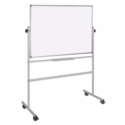 Practical mobile revolving double sided whiteboard.