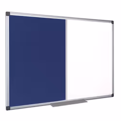 Dual surface board. half noticeboard half whiteboard.