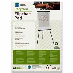 Bi-Office Earth-It plain recycled A1 flipchart pad. 40 sheet pad made from 95% post consumer recycled content. Features perfo ...