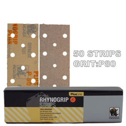 Rhynogrip Plusline 70x198mm P80 Grit x 50 Abrasive Sanding Strips