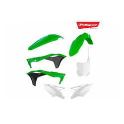POLISPORT Plastic Kit OEM Color (2017) Green/Black/White Kawasaki KX250F