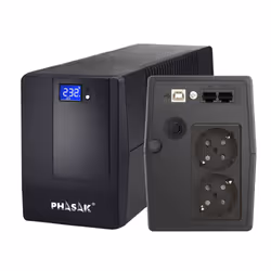 Phasak UPS Esential Interactive 600 VA - PH 9464, Line-Interactive, 0.6 kVA, 360 W, Pseudo sine, 220 V, 240 V