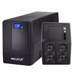 Phasak UPS Esential Interactive 1000 VA - PH 9410, Line-Interactive, 1 kVA, 600 W, Pseudo sine, 220 V, 240 V