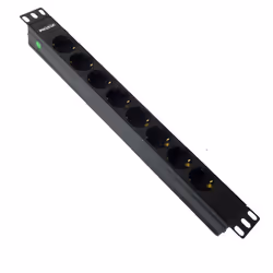 Phasak Power strip 19" 8 sockets 16A 3500W 250V 1.5 m - BNS 3518, 3500 J, 8 AC outlet(s), Type F, 250 V, 50/60 Hz, 16 A