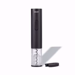 Haeger WO-0BB.001A, Electric wine opener, Black, Transparent, Rubber, 50 mm, 50 mm, 260 mm