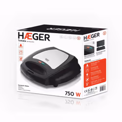 Haeger SM-75G.003A sandwich maker 750 W Black, Steel