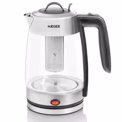 Haeger EK-22F.020A, 1.8 L, 2200 W, Grey, Transparent, Glass, Stainless steel, Overheat protection, Cordless