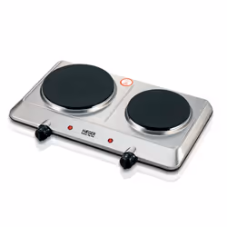 Haeger HP-02S.015A, Stainless steel, Countertop, 45.5 cm, Coil hob, Stainless steel, 2 zone(s)