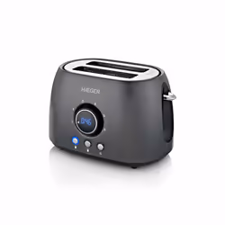 Haeger TO-08D.012A, 2 slice(s), Grey, Stainless steel, Buttons, Level, Rotary, LED, 800 W
