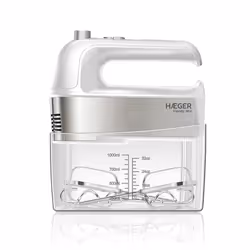 Haeger BL-3HW.015A, Hand mixer, Stainless steel, White, Mixing, 1 L, Buttons, 300 W