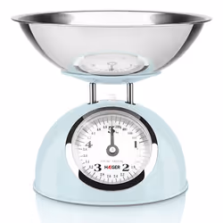 Haeger KS-BME.010A, Mechanical kitchen scale, 5 kg, 20 g, Blue, Stainless steel, Countertop, Round