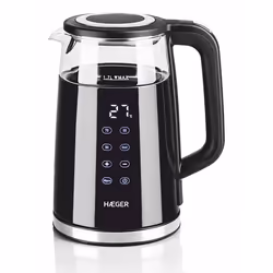 Haeger EK-DIG.028A, 1.7 L, 2200 W, Black, Stainless steel, Transparent, Glass, Stainless steel, Adjustable thermostat, Overhe ...
