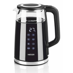 Haeger EK-DIG.028A electric kettle 1.7 L 2200 W Black, Stainless steel, Transparent