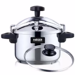 Haeger PC-8SS.020A, 8 L, Ceramic, Electric, Gas, Induction, Stainless steel, 24 cm, Stainless steel, Black