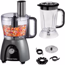 Russell Hobbs Desire Electric Food Processor, Bowl with 1.5L usable capacity, 1.5L Plastic jug, Stainless steel blades, rever ...
