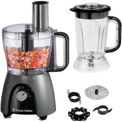 Russell Hobbs Desire Electric Food Processor, Bowl with 1.5L usable capacity, 1.5L Plastic jug, Stainless steel blades, reversible slicin... - Grey