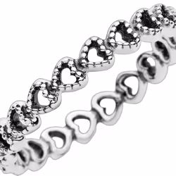 Pandora Jewelry Band of Hearts Sterling Silver Ring  Size 6  No Box