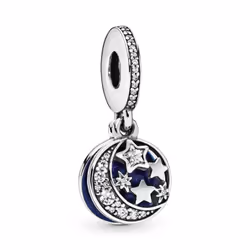 PANDORA Jewelry Moon and Night Sky Cubic Zirconia Dangle Charm in Sterling Silver No Box