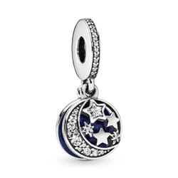 PANDORA Jewelry Moon and Night Sky Cubic Zirconia Dangle Charm in Sterling Silver No Box