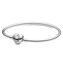 PANDORA Bangle  Logo Smooth Heart Clasp