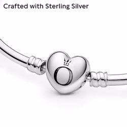PANDORA Bangle  Logo Smooth Heart Clasp