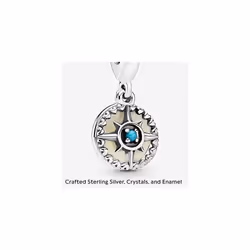 Pandora Jewelry Blue Compass Rose Dangle Crystal Charm in Sterling Silver