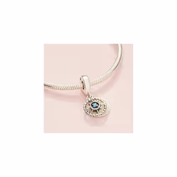 Pandora Jewelry Blue Compass Rose Dangle Crystal Charm in Sterling Silver