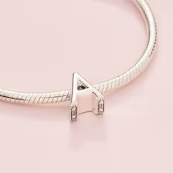 Pandora Jewelry Letter A Alphabet Charm - Beautiful Charm Letter for Pandora Charm Bracelets - Silver  No Box