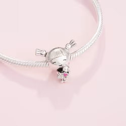 Pandora Little Girl Charm With Pink Enamel 798016EN160 For Women